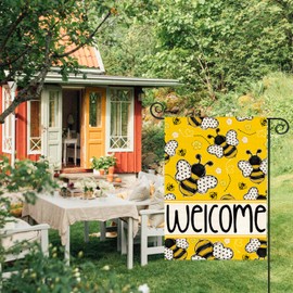 AVOIN colorlife Bee Spring Summer Garden Flag 12x18 Inch Double Sided Outside, Welcome Seasonal Yard Outdoor Flag