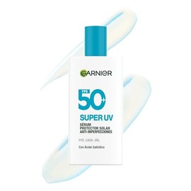 Garnier Super UV Protector Solar Facial Anti-Imperfecciones FPS 50, con Ácido Salicílico, Amplia Protección Contra Rayos UVA y UVB, Textura Invisible 
