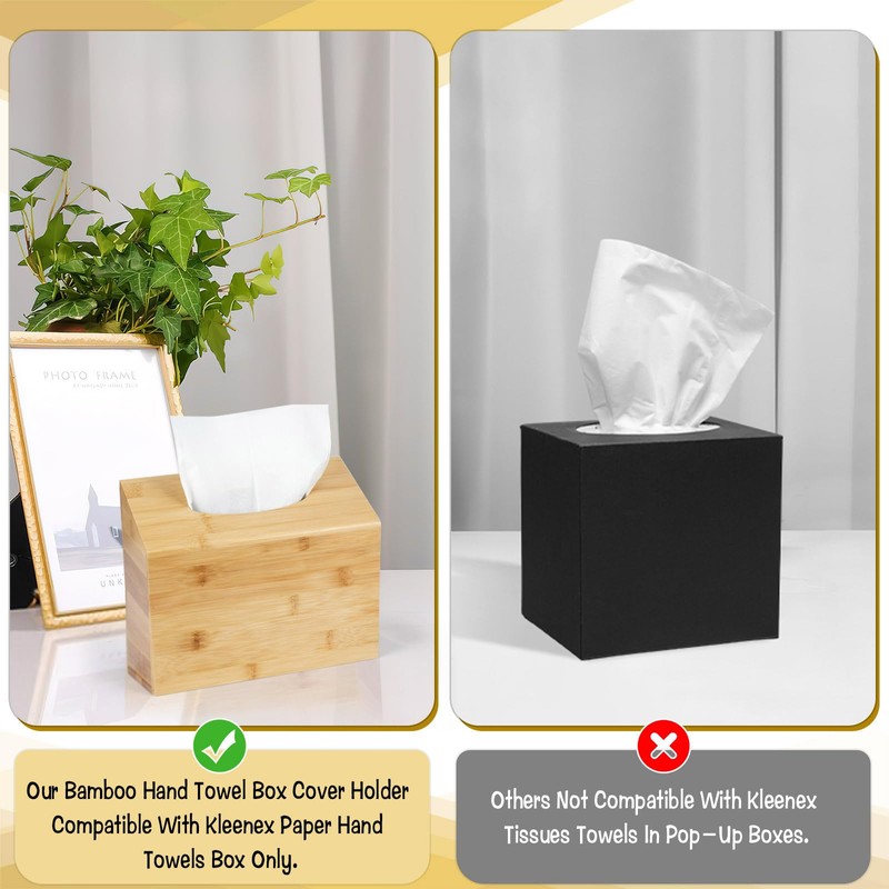Hand Towel Box Cover for Kleenex with Sloped Top, Natural