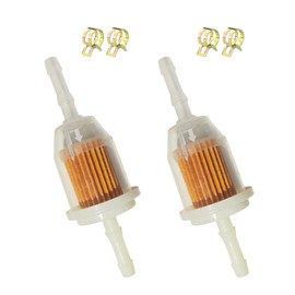 Inline Fuel Filter 1/4" with Clamps 2 Pack - Fits AM116304, GY20709, 25 050 22-S for Lawn Mowers