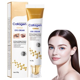 Kollagen Augencreme Anti-Aging, Gegen Falten, Augenringe & Schwellungen, Straffende Augenpflege für Müde Haut, Glättet Augenfältchen, 20g