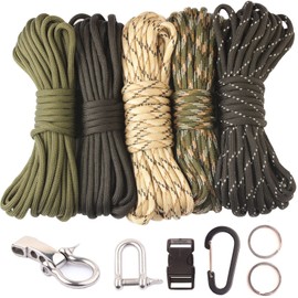 gegeda Paracord Bracelets Kit 550 Paracord Keychain Kits Parachute Cord with with Stainless Steel Adjustable Shackle (DO-100feet Set)