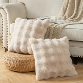 Throw Pillow Covers Pack of 2 Thick Soft Fluffy Plush 18x18 Inch Set Case Cushion Covers for Couch Sofa Bedroom Pillow Shell