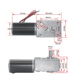 KooingTech Worm Gear Motor, 12 Volt Motor, 8mm Shaft 130rpm Low RPM Electric Motors Suitable for Curtain Machines, Advertising Equipment, Window Openers and Smart Devices