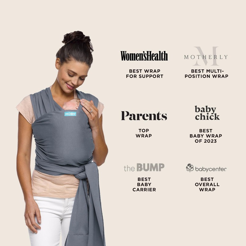 Moby Baby Wrap Carrier Classic for Newborns to Toddlers (8-33lbs),