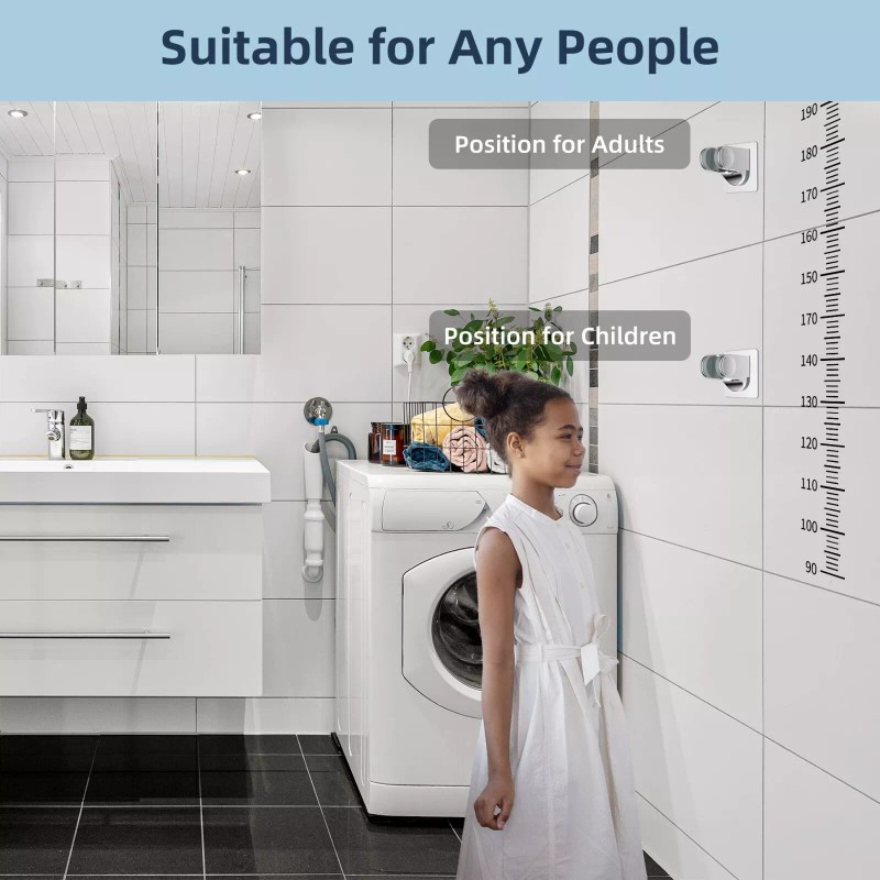 Hibbent Wall Mount Strong Adhesive Shower Head Holder,Waterpr - Chrome