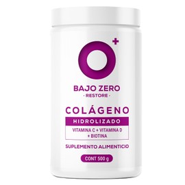 Bajo Zero Restore. Colágeno hidrolizado, Vitamina C, Vitamina D y Biotina. 500 g.