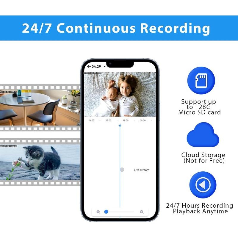 Hiseeu 2.4G WIFI Wireless Light Bulb Security Camera with SD