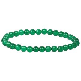 ELEDORO Stretch Bracelet Made of Real Gemstone Beads (6 mm) - Pearl Bracelet for Stylish Elegance (Achate Green), Gemstone, Agate Green