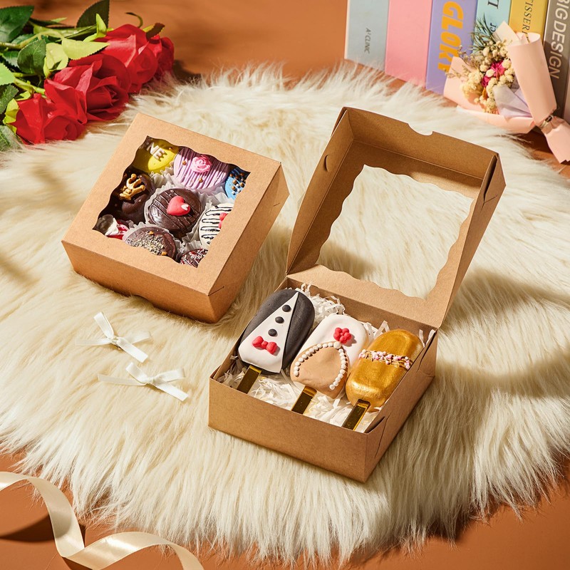 SLShePack 20 Pack Bakery Boxes 5x5x2 Inches Chocolate Covered Strawberries