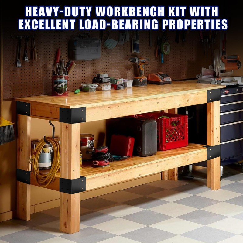 2''x4'' DIY Workbench Kit,8 Pcs Steel 3-Way Right Angle Corner