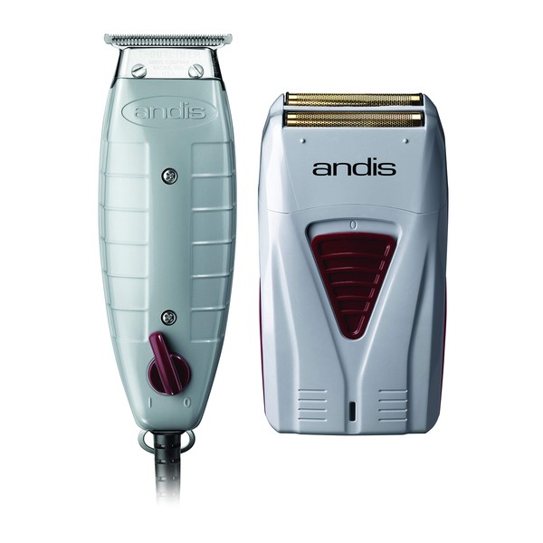 Andis 17195 Finishing Combo T-Outliner Trimmer & Pro Foil Lithium Titanium Shaver - Professional Hair Clippers and Trimmer Kit for Men