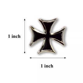 Real Metal Jewelry Maltese Cross Jacket or Hat Pin Black Enamel and Pewter (Medium) Pin-5