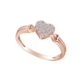 AFFY 14k Rose Gold Over Sterling Silver Round Sparkling Cubic Zirconia Love Heart Promise Ring Jewelry Gift for Womens Ring Size-7