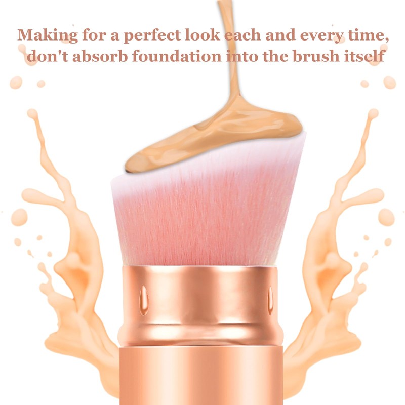 Falliny Retractable Foundation Makeup Brush, Travel Angled Kabuki Powder Brush