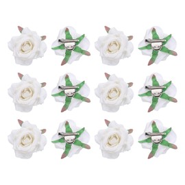 MECCANIXITY 12 Pcs Rose Flower Hair Clips 3 Inch Flower Hair Pins Flower Brooch for Women Hair Accessories White