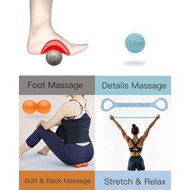 Massage Ball, Lacrosse Ball Massage Ball Therapy for Myofascial Release, Ball for Plantar Fasciitis Relief, Hard Ball,with Extra Soft Peanut Ball,Stretch Band