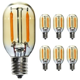 FANNIS 6 pcs T22 Small Filament LED Bulb, Warm Light 1W Equals 5w-7w-10W Edison Light Bulbs, Small E12 Base Amber Glass Bulb for Night Light String Light