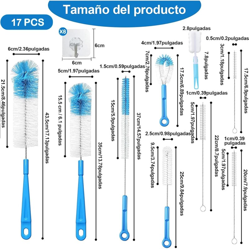 Vervex 17 Piezas Cepillo para Limpiar Popotes – Limpieza de