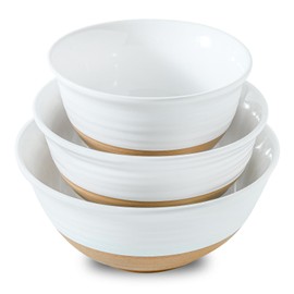 Tikooere Ceramic Mixing Bowls,Large Serving Bowls 2.1/1.5/1.0 Qt,Salad Bowls Set of 3 for Kitchen Space Saving Storage,Nesting Bowls for Cooking,Popcorn,Soup,Fruit, Microwave & Dishwasher Safe,White
