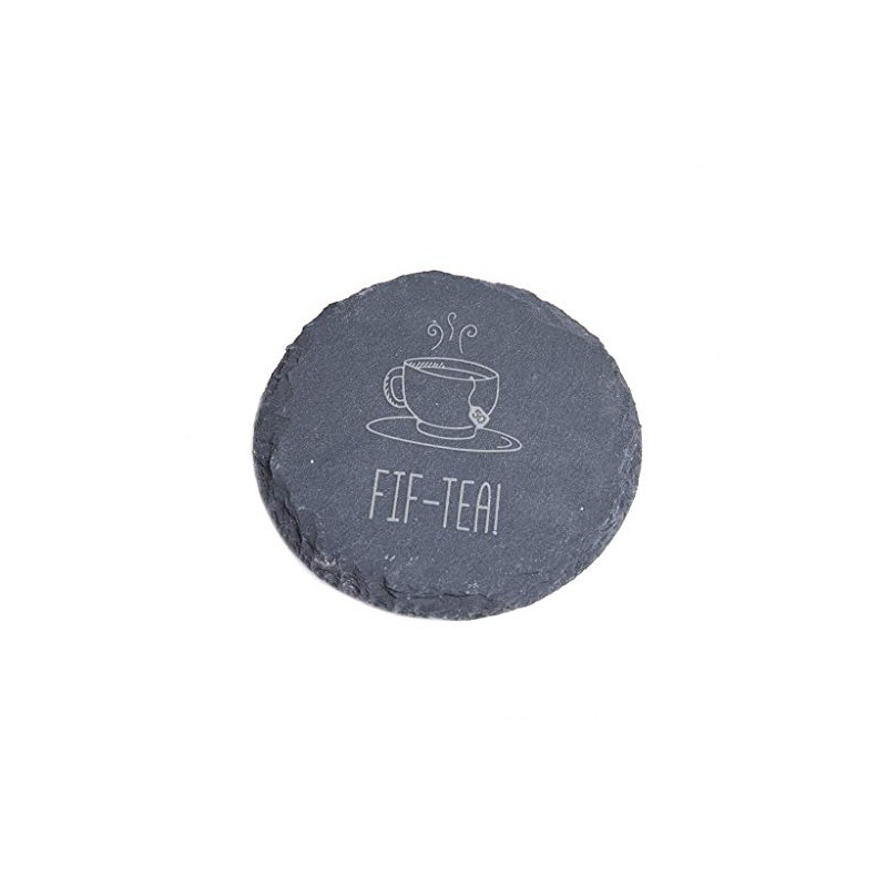 "Fif-tea!" Engraved Slate Coaster - Funny 50th Birthday Gift For