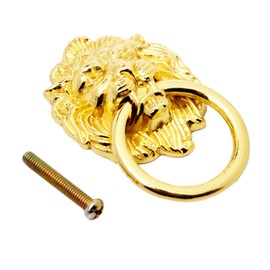 5Pcs Antique Style Furniture Handle Classical Zinc Alloy Pull Bronze Lion Head Rings for Cabinet Drawer Door Small Gold