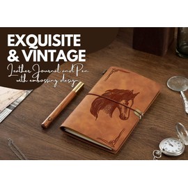 InnoBeta Horse Gifts Journal with Pen for Horse Lovers, Horse Stuff for Men, Women, Horse Gifts Refillable Notebook, Sketchbook, Travel Diary, 7.8x5 Inches