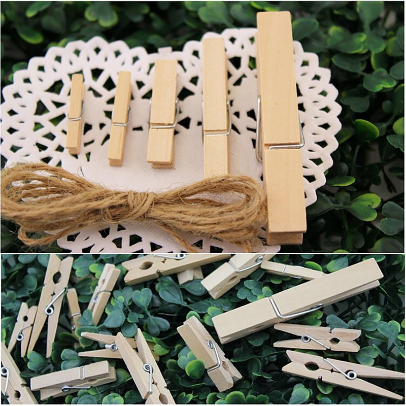 Wooden Wood Pinch Clips (Natural x 7.2cm x 24pcs) Delivery