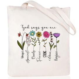 Andeiltech Canvas Christian Tote Bags Bible Canvas Bag Faith-Inspired Graphic Book Tote for Church Christian Birthday Gifts