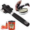 Safety can opener, stainless steel, ergonomic non-slip design with smooth