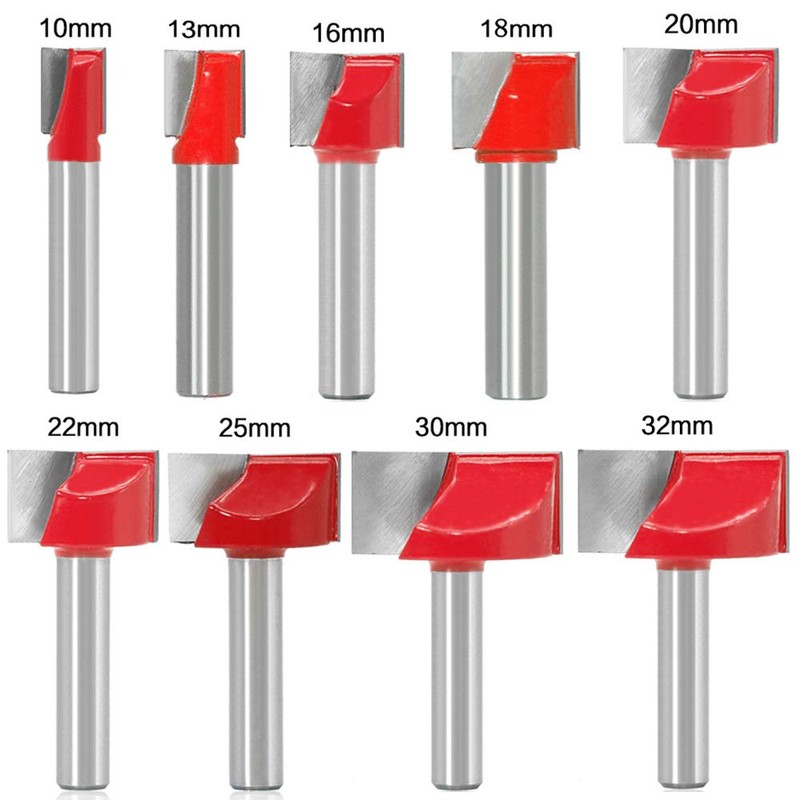 Bestgle 9pcs 6mm Shank Surface Planing Bottom Cleaning Router Bits