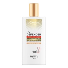 L'Oreal Paris Protector Solar Fluid FPS50+ UV Defender, Tono Medio 40ml