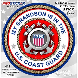ProSticker 417V (One) My Grandson is in The US Coast Guard USCG Decal (6")