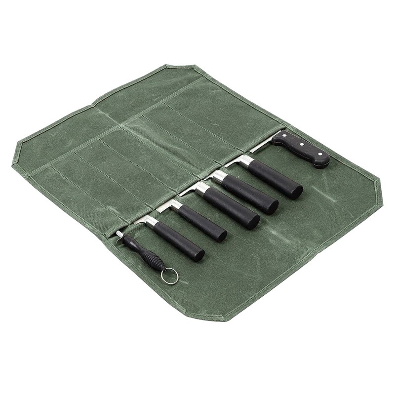 Chef Knife Roll Bag Portable Waterproof Waxed Canvas Knife Carrier