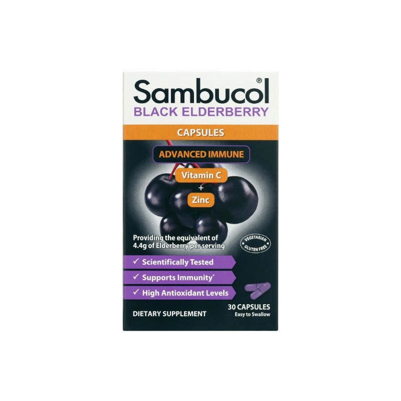 Sambucol Black Elderberry Advanced Immune Support Capsules with Vitamin C