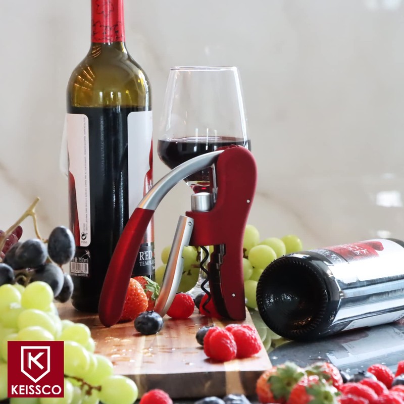 KEISSCO Wine Opener Vertical Lever Corkscrew Wine Bottle Opener with