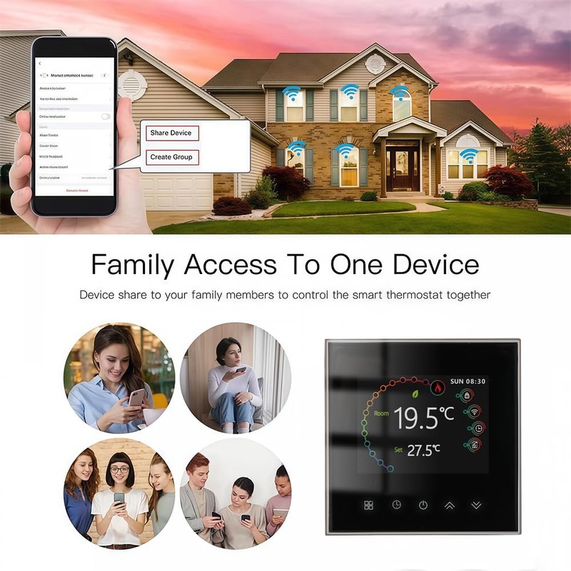 MelkiSmart Wi-Fi Thermostat – 2002 Series Programmable Touchscreen Thermostat Suitable