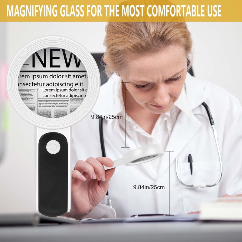 Magnifying Glass with Light, High Magnification Handheld Large Magnifying Glass