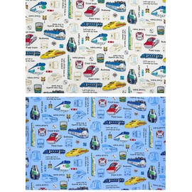miwaki Placemat, Fabric Placemat, For Kids, Boys, Girls, Kindergarten, Nursery School, Set of 2, with Name Tag, Simple Motif, Light Blue, White, Train, Shinkansen