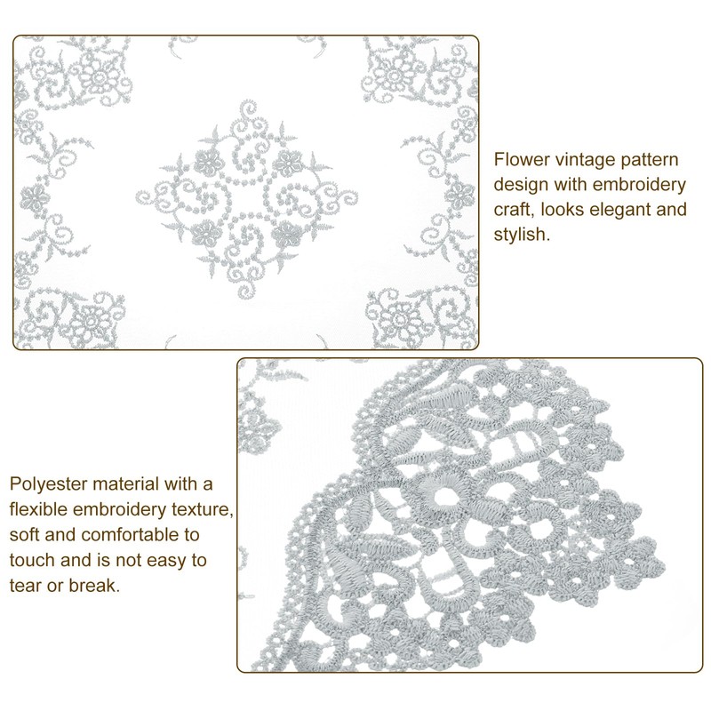 sourcing map 2Pcs Retro Lace Placemats, French Crochet Doilies Oval