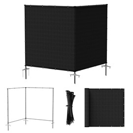 Bynbbur 5'x3' Outdoor Privacy Screen Freestanding with Iron Poles and Stakes, Temporary Dog Fencing, Backyard Divider, Metal Garden Fence for Pool Patio Barrier Border, Black