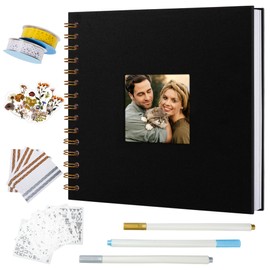 Vienrose Scrapbook 10x10 Inch Hardcover Kraft White Pages DIY Scrapbook Photo Album Linen Cover Scrap Book Photo Albums Scrapbooking Supplies Kit for Couple Family Wedding Travel