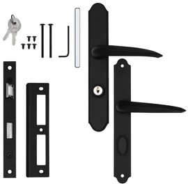 Ideal Security MSMB Straight Mortise Lock Set with Lever Handle for Storm Doors and Screen Doors, Replacement Handle for AluminArt Storm Doors, Matte Black