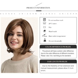 Peluca corta, peluca recta marrón Peluca Little Wave Peluca estilizadora suave Cabello sintético resistente al calor para mujeres Accesorio de peinado diario