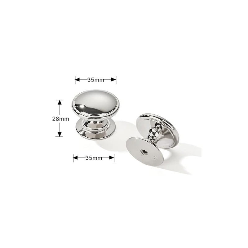 khtumeware 10 Pack 1-3/8 Inch(35mm) Polished Nickel Cabinet Knobs Solid