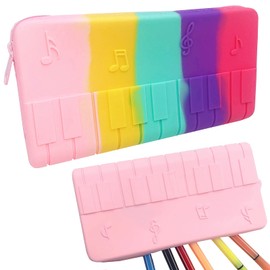 DIVIVID Pencil Case Cute Pencil Pouch, Large Kawaii Pen Holder with Zipper, Waterproof Silicone Colored Crayon Storage Box, Travel Makeup Cosmetic Bag for Girls Boys(Pink)