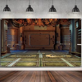 Leyiyi 7x5ft Spaceship Interior Backdrop Space Warehouse Science Fiction Photography Background Space Station Corridor Children Artistic Portrait Photoshoot Photo Booth Props Wallpaper