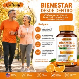 Gwynne Ácido Ascórbico Puro De Vitamina C 2000mg,formas Solubles En Grasa Y Agua Altamente Biodisponibles,antioxidante Y Suplemento De Apoyo...       