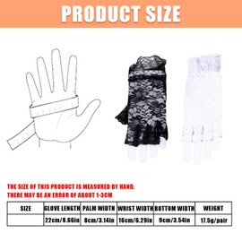 Umeloeo Women's Lace Mesh Gloves, Ribbon, Net, Thin, Short, Lace Gloves, UV Protection, UV Protection, Summer, For Weddings, Coming of Age Ceremonies, Bicycle, Driving, fingerless - black