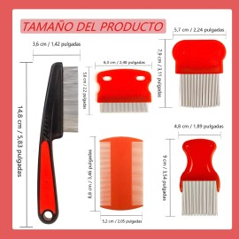 Set De 5 Peines Para Piojos Liendrera, Corto Largo Mango Olulupack,peine De Eliminacin De Caspa Con Dientes De Metal, Peine De Piojos Y Liendres De...